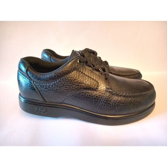Sas Bout Time Size 9 Black Pebbled Leather Moc Toe Walking Oxfords Comfort Shoes main image 8